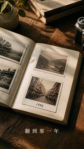 Open photo album with handwritten 1996